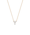 3 Stone Diamond Solitaire Necklace in rose gold romantic styling