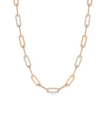 Diamond Pave Paper Clip Necklace in rose gold contemporary design