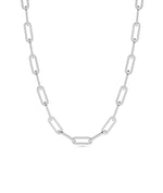 Diamond Pave Paper Clip Necklace in white gold modern styling