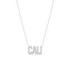 Diamond and Fluted Outline Custom Name Necklace in white gold sparkle