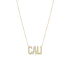 Diamond and Fluted Outline Custom Name Necklace in yellow gold