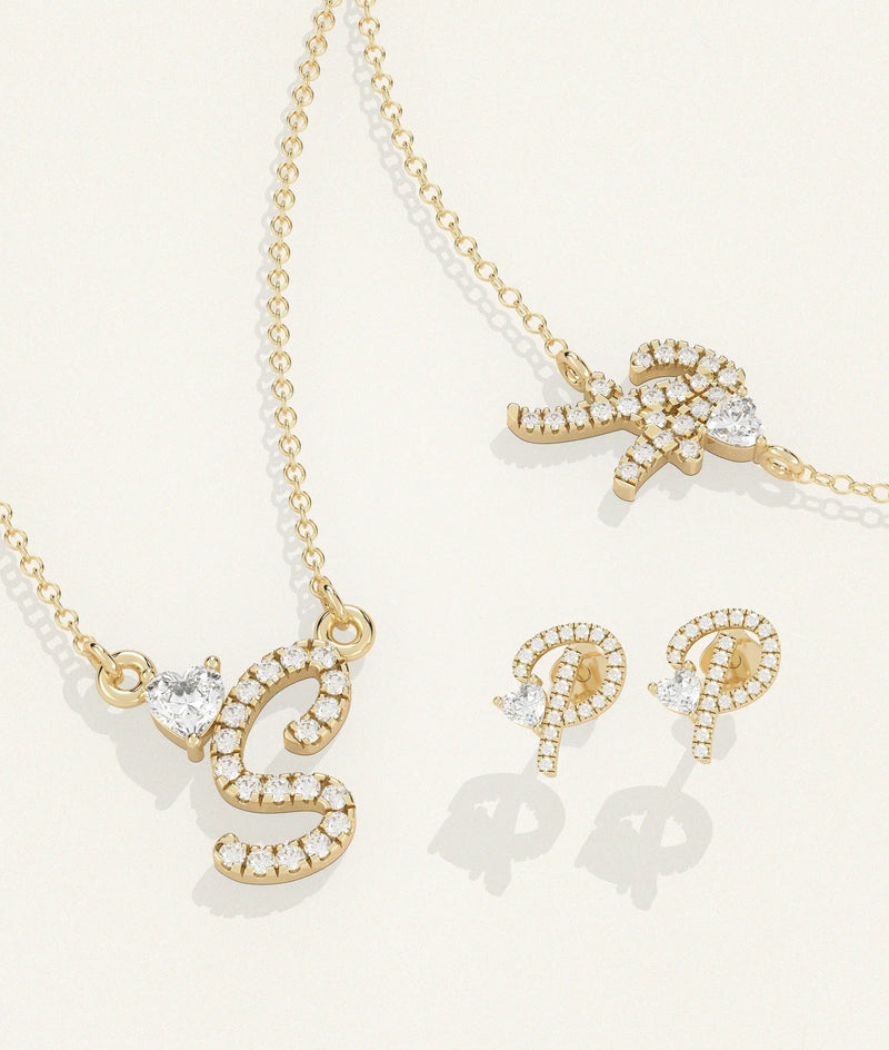 Diamond Initial with Solitaire Necklace - 79e | Everyday 14K Gold Jewelry