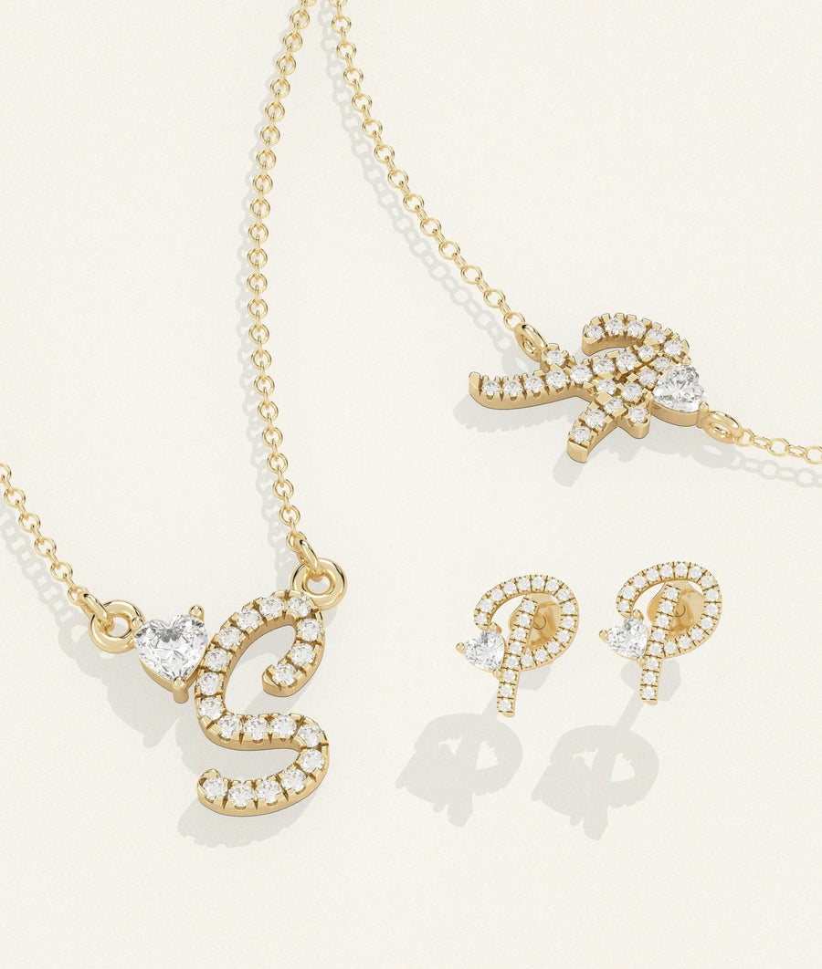 Diamond Initial with Solitaire Bracelet - 79e | Everyday 14K Gold Jewelry