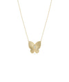 Fluted Butterfly Necklace with Diamond in yellow gold showing textured wings