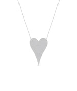 Diamond Pave Elongated Heart Necklace in white gold brilliant sparkle