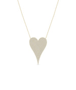 Diamond Pave Elongated Heart Necklace in yellow gold with 1.70 carats