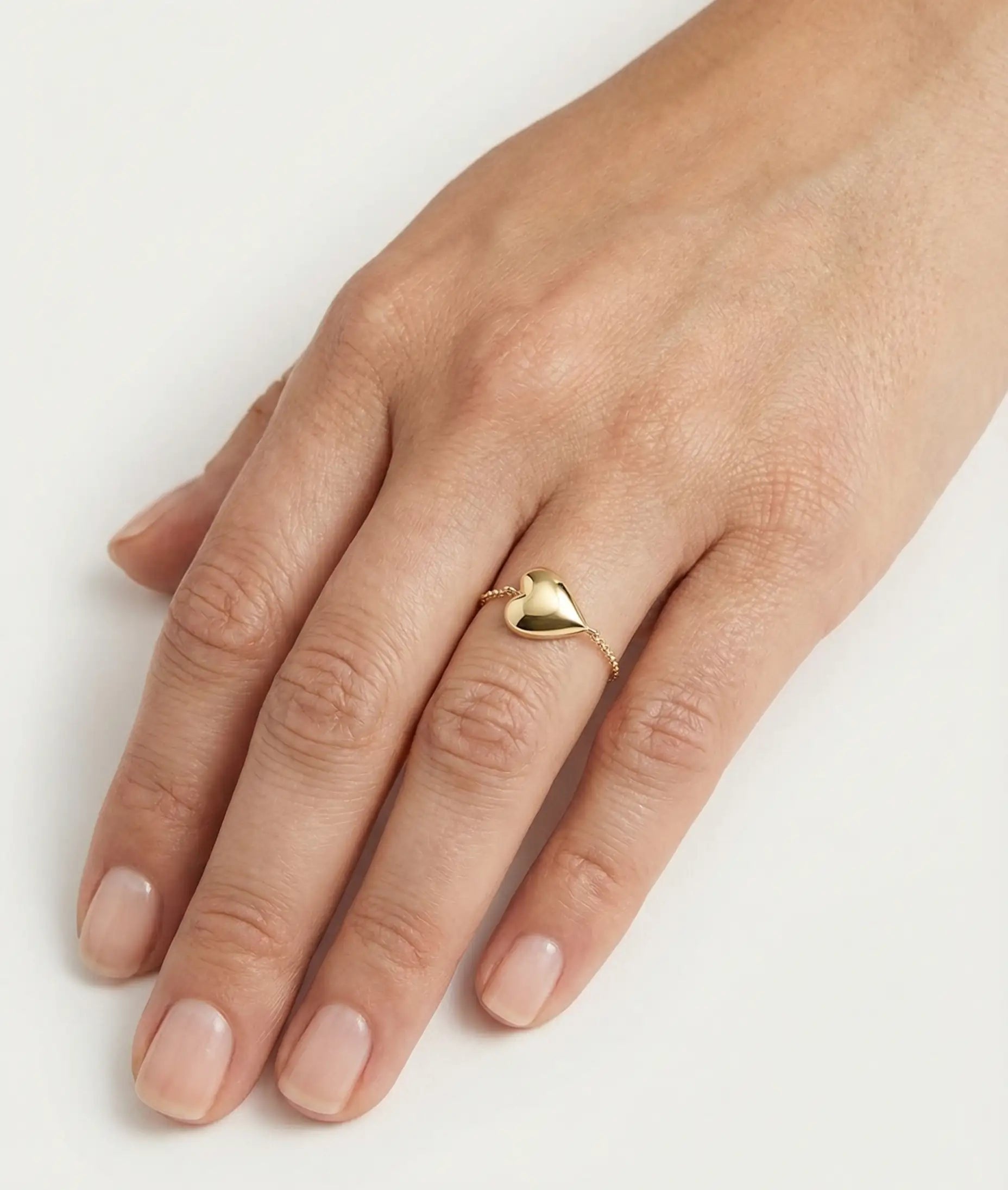 Bubble Heart Cable Chain Ring