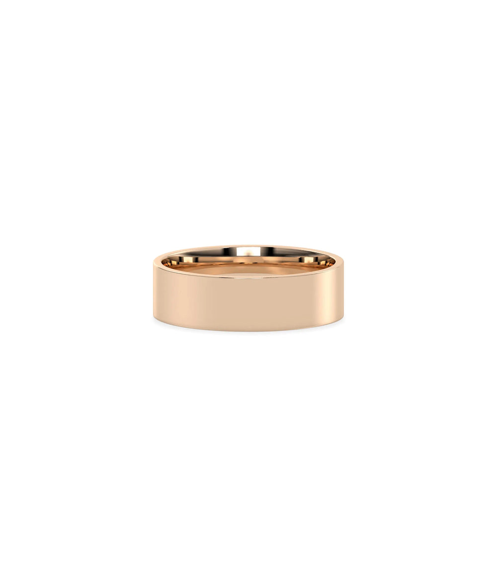 Rose gold wedding band featuring timeless flat design for couples