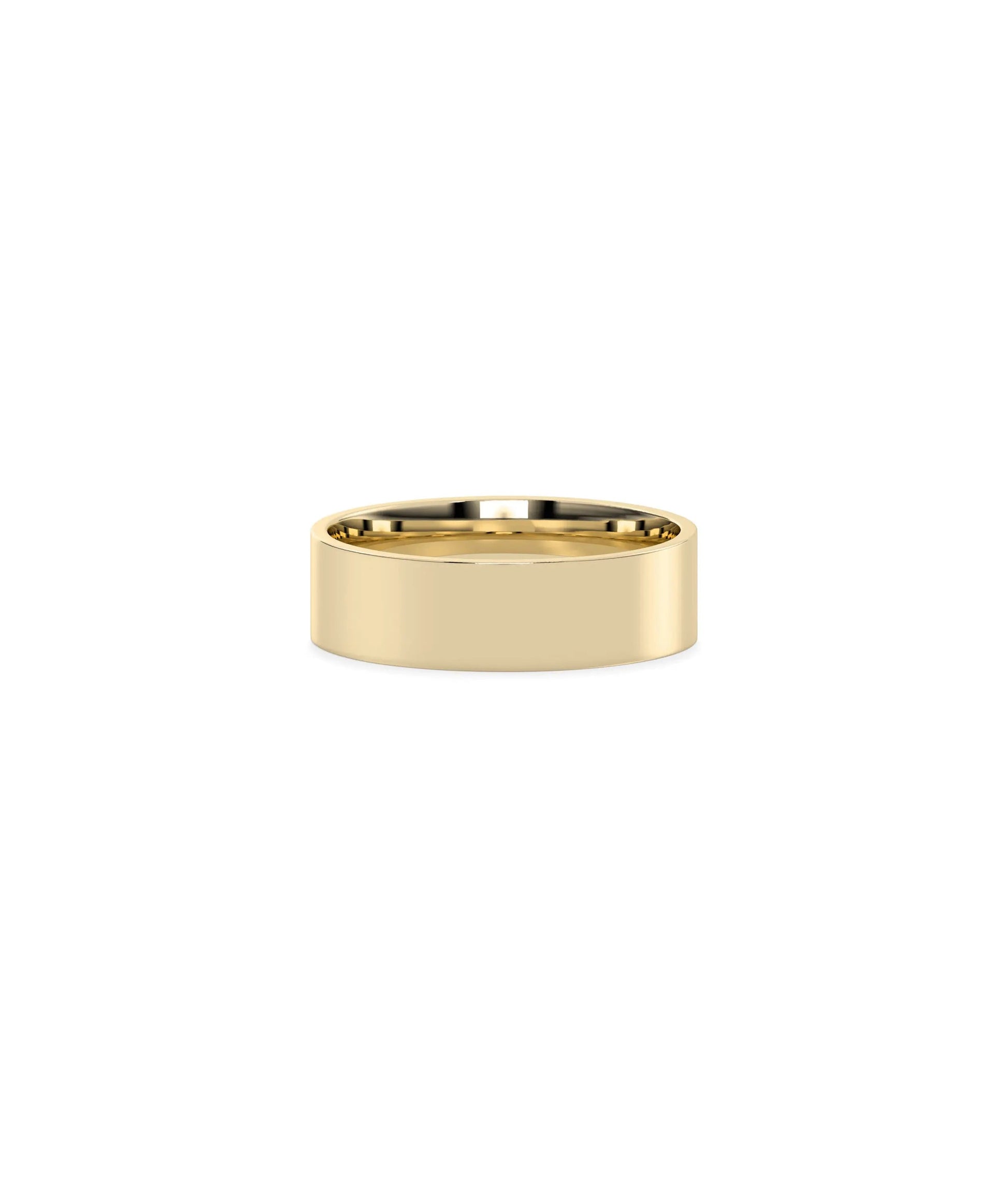 Flat Wedding Band Ring yellow gold showcasing clean minimalist flat profile
