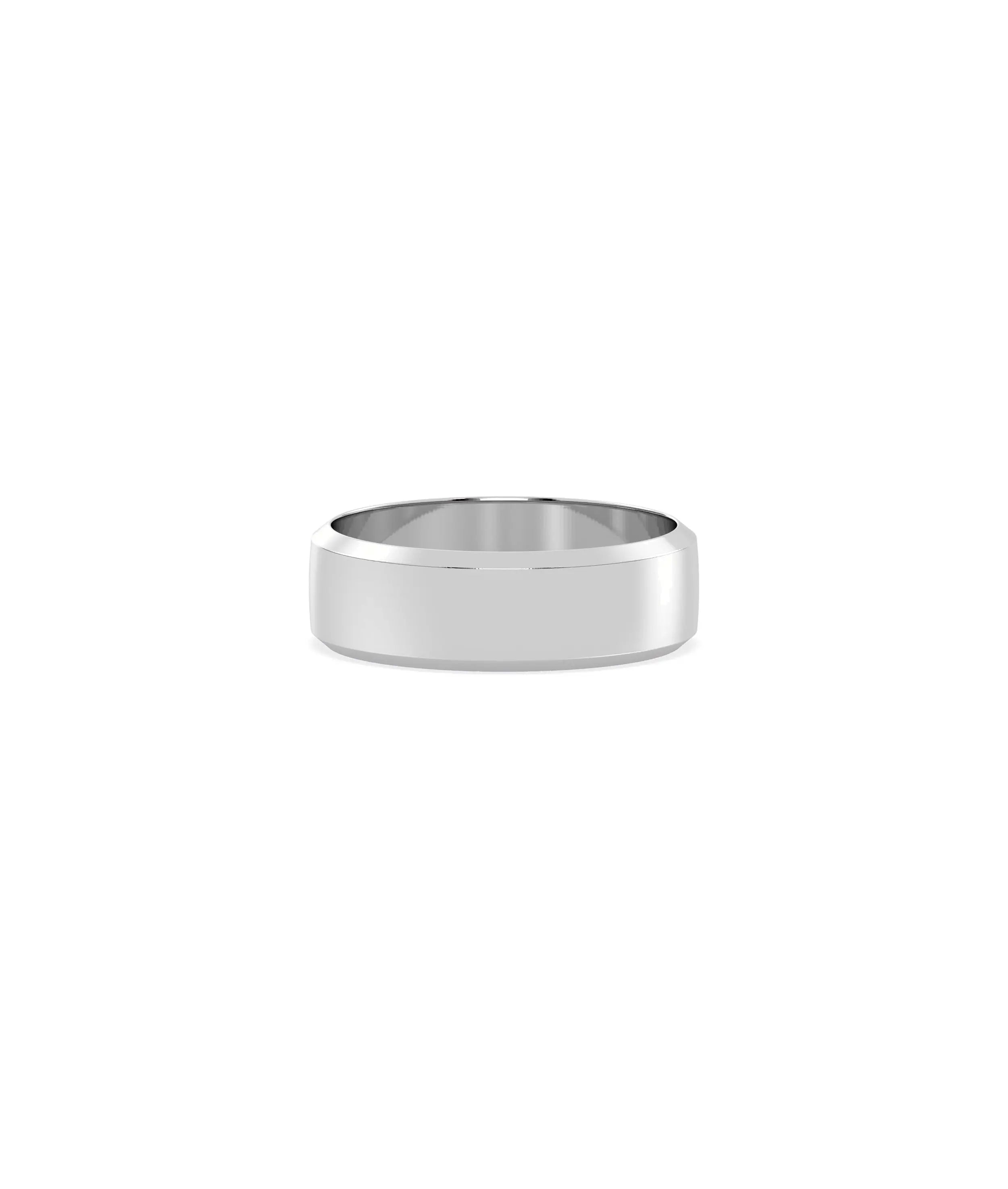 Beveled Wedding Band Ring white gold with modern sophisticated beveled edges