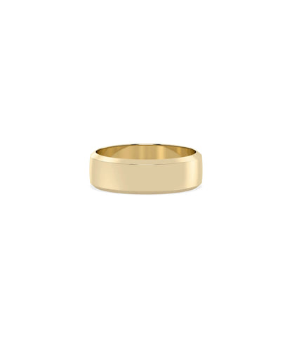 Beveled Wedding Band Ring yellow gold showcasing angled edge architectural detail