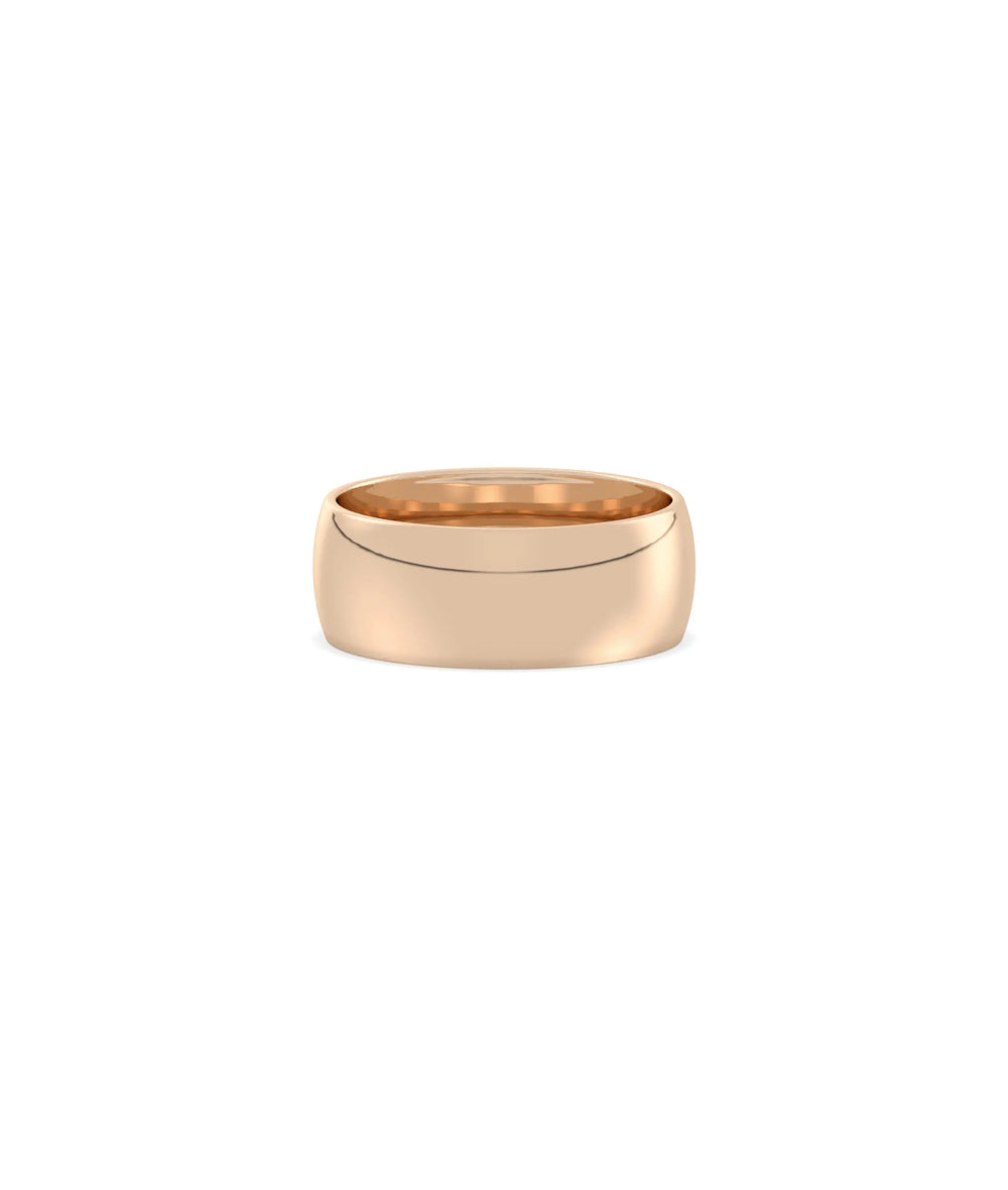 Rose gold Curve Dome Band Ring with traditional dome shape and curved interior