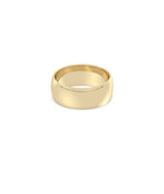 Side view Curve Dome Band Ring showing domed exterior and curved interior design