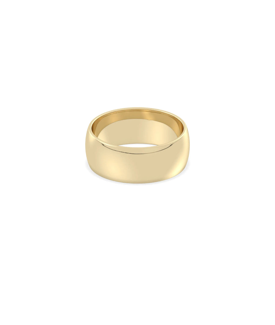 Side view Curve Dome Band Ring showing domed exterior and curved interior design