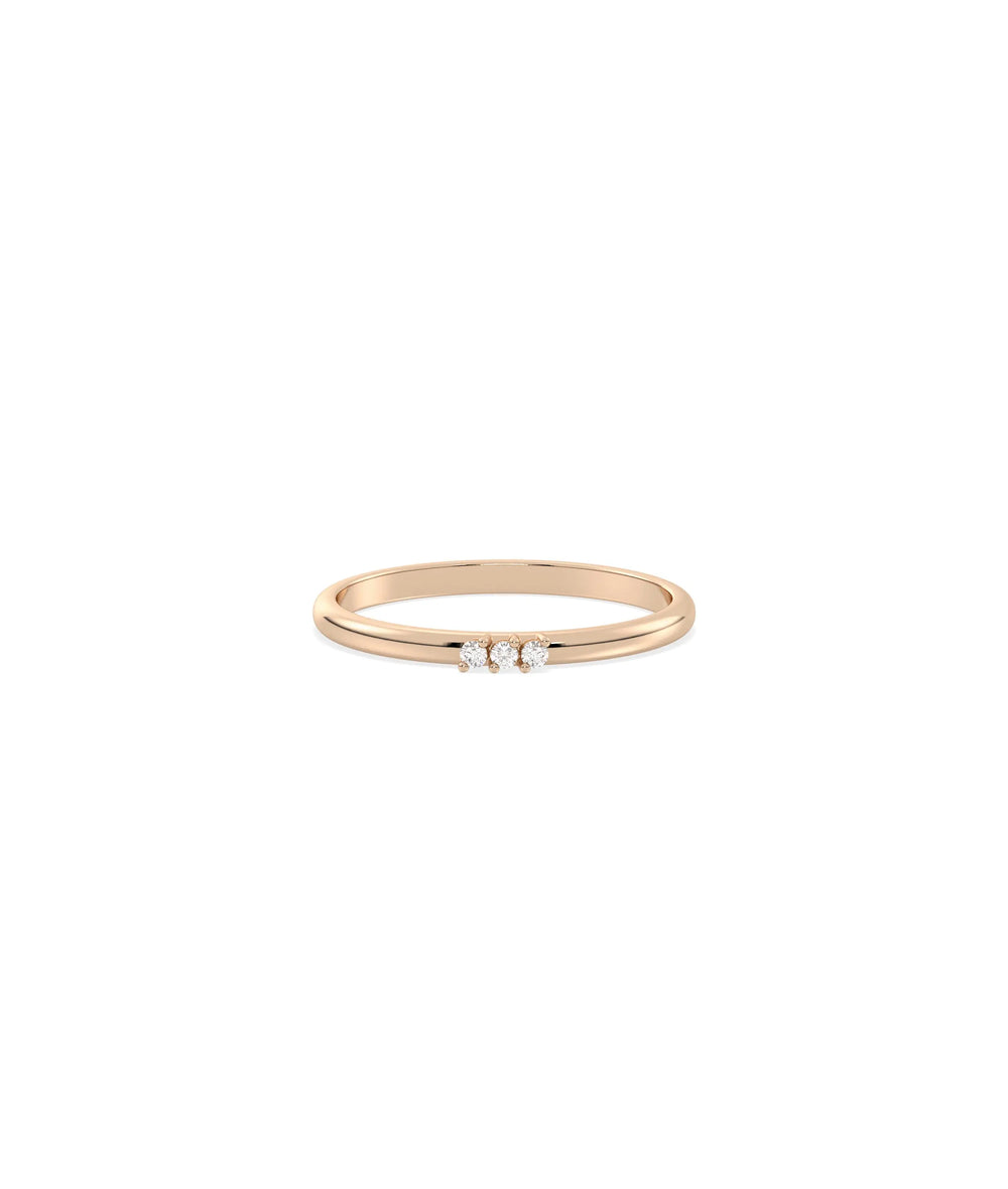 3 Stone Diamond Band Ring - 79e | Everyday 14K Gold Jewelry