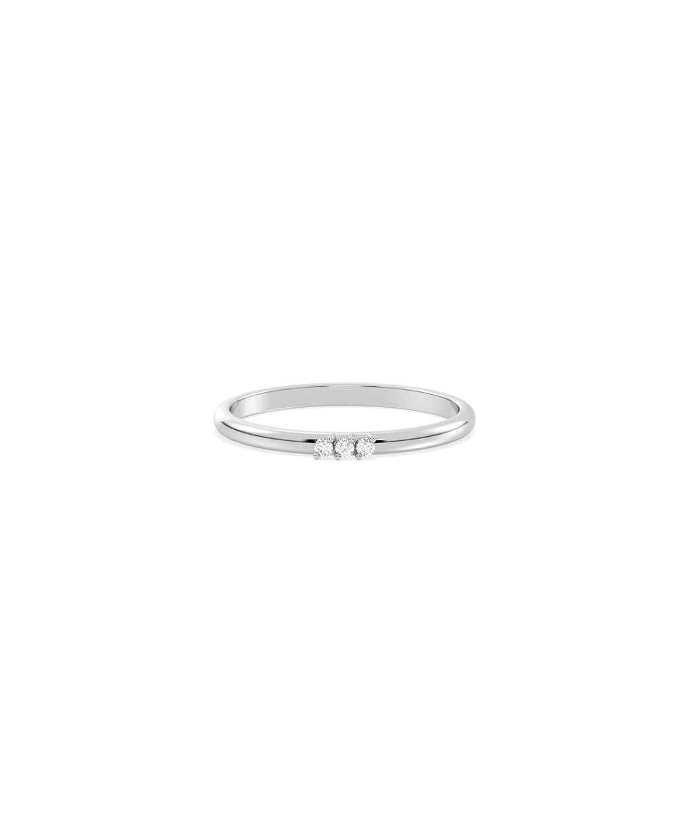 3 Stone Diamond Band Ring - 79e | Everyday 14K Gold Jewelry