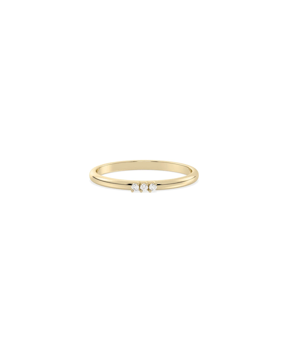 3 Stone Diamond Band Ring - 79e | Everyday 14K Gold Jewelry