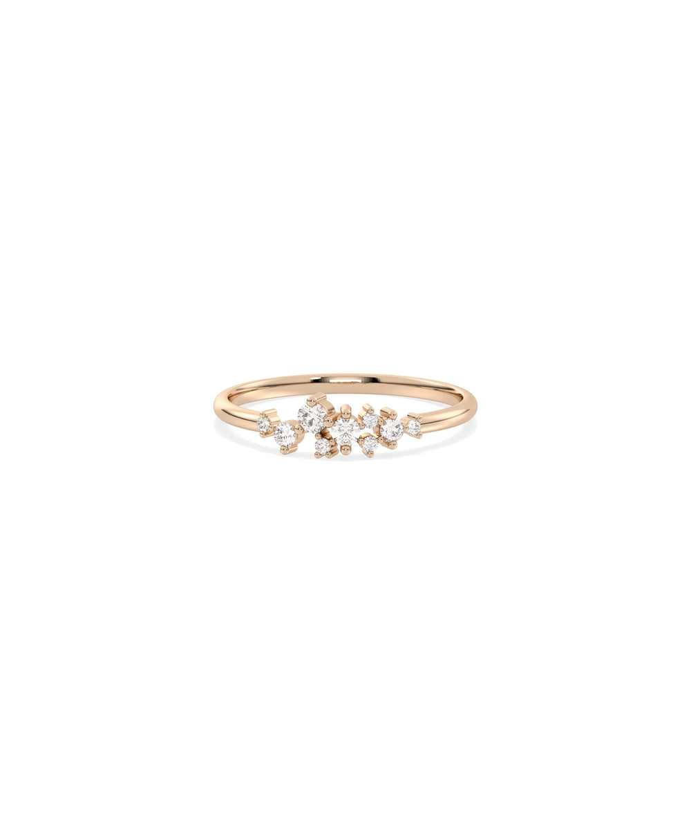 Rose gold Diamond Cluster Band Ring with elegant multiple diamond cluster arrangement