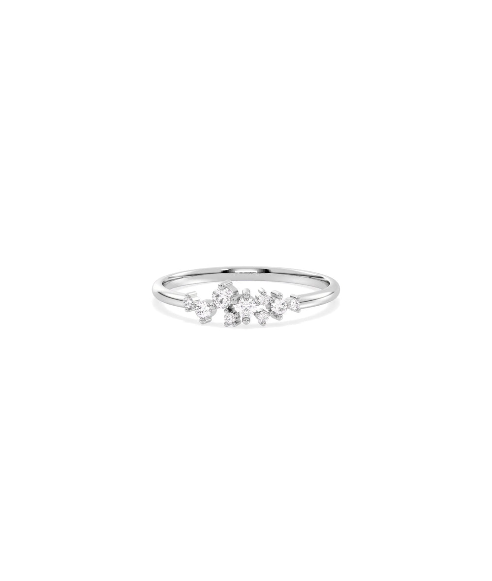 Diamond Cluster Band Ring in white gold featuring brilliant grouped diamond sparkle