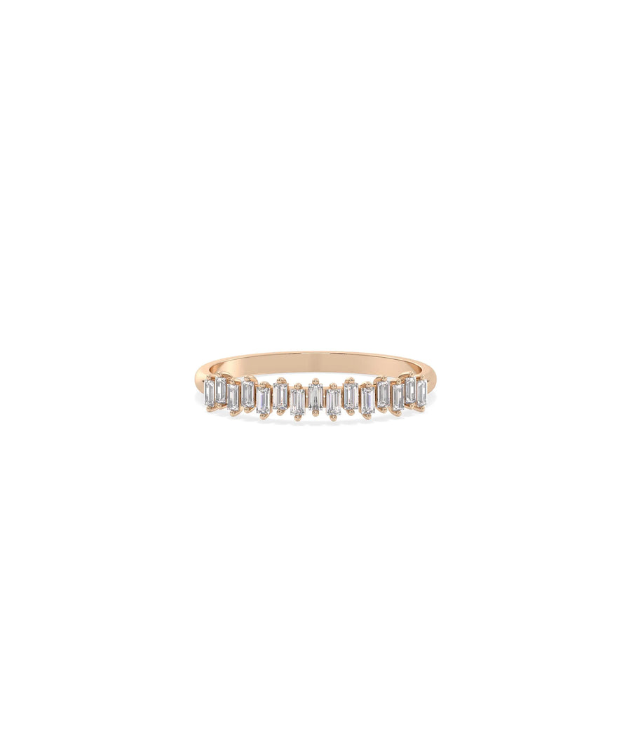 Rose gold Diamond Baguette Band Ring with elegant Art Deco baguette diamonds