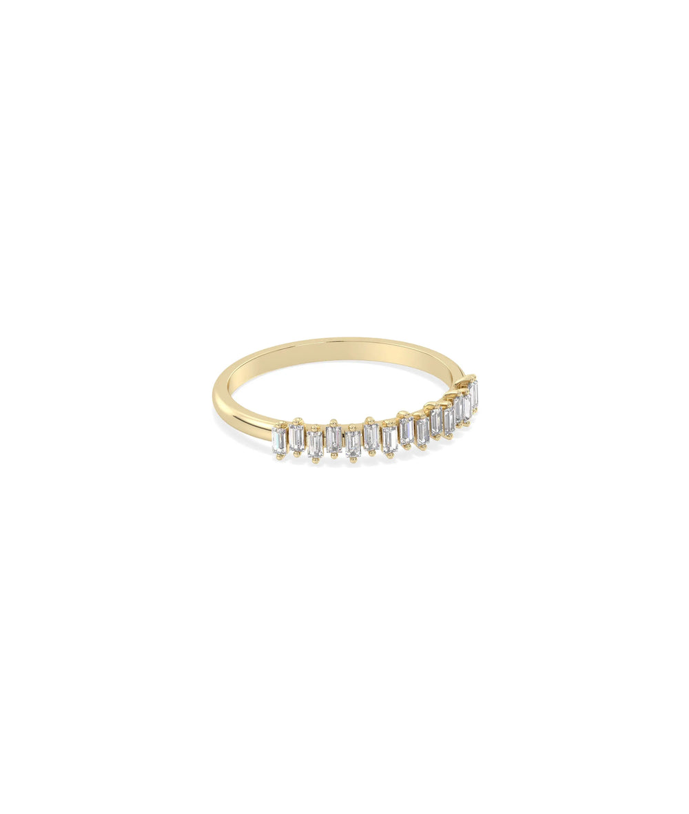 Side view of Diamond Baguette Band Ring showing 2.25mm width and linear baguette arrangement