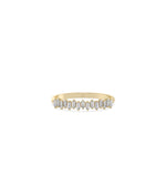 Diamond Baguette Band Ring in yellow gold with row of rectangular baguette diamonds