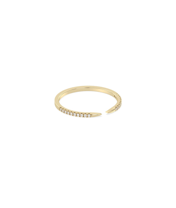 Side view of Diamond Split Pave Band Ring showing 1.3mm width and split design alternate view
