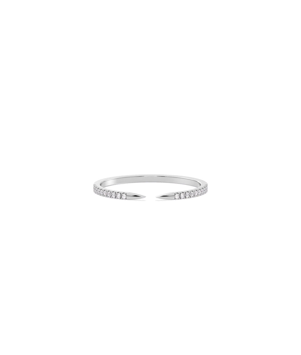 Diamond Split Pave Band Ring in white gold featuring contemporary split with pave sparkle