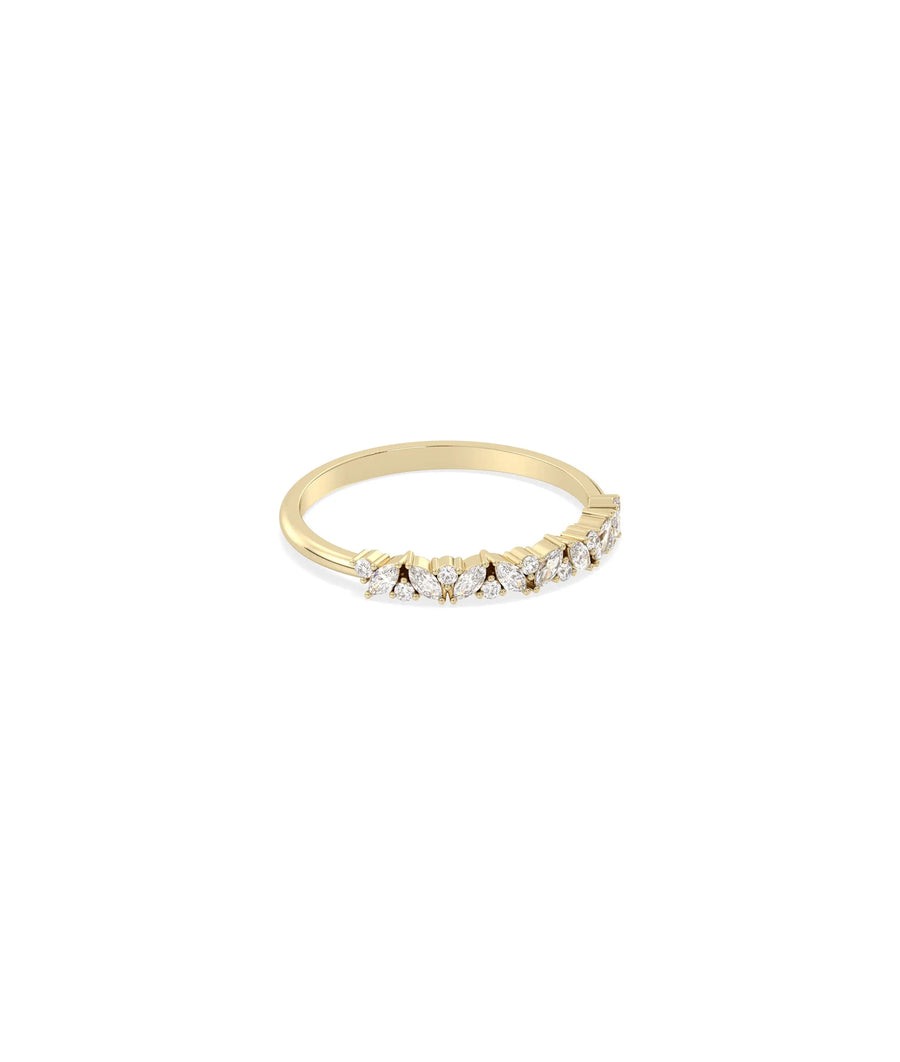 Side view of Diamond Multi Shape Cluster Band Ring showing 1.7mm width and mixed shapes