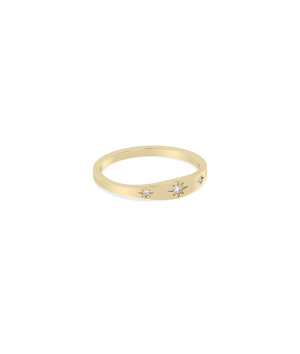 Side view of Diamond Starburst Signet Band Ring showing 3.5mm width and signet detail alternate view