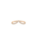 Rose gold Diamond Chevron Band Ring with directional V-shaped diamond sparkle