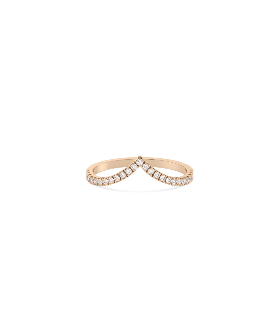 Rose gold Diamond Chevron Band Ring with directional V-shaped diamond sparkle