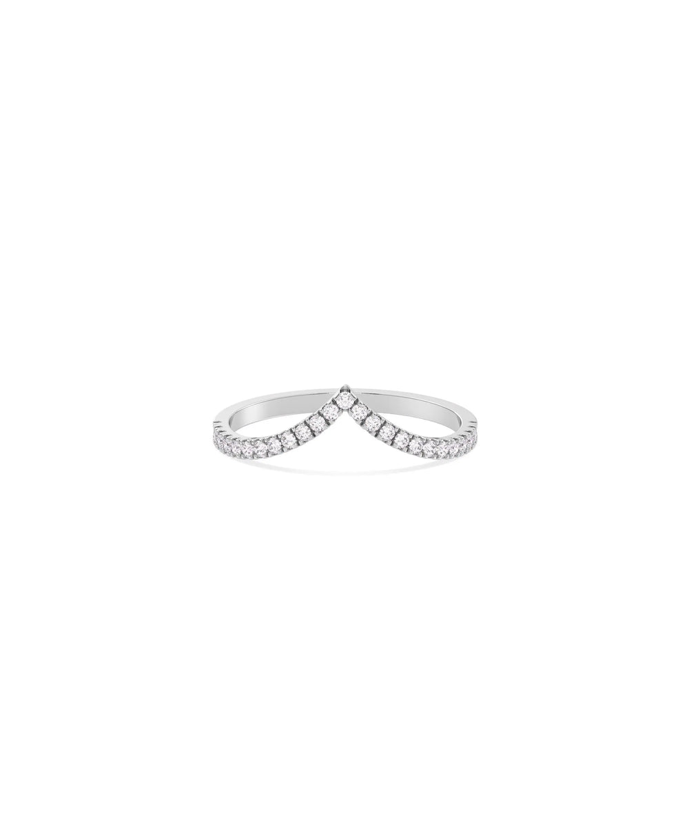Diamond Chevron Band Ring in white gold featuring geometric chevron with diamonds