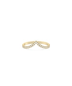 Diamond Chevron Band Ring in yellow gold with V-shaped chevron diamond pattern