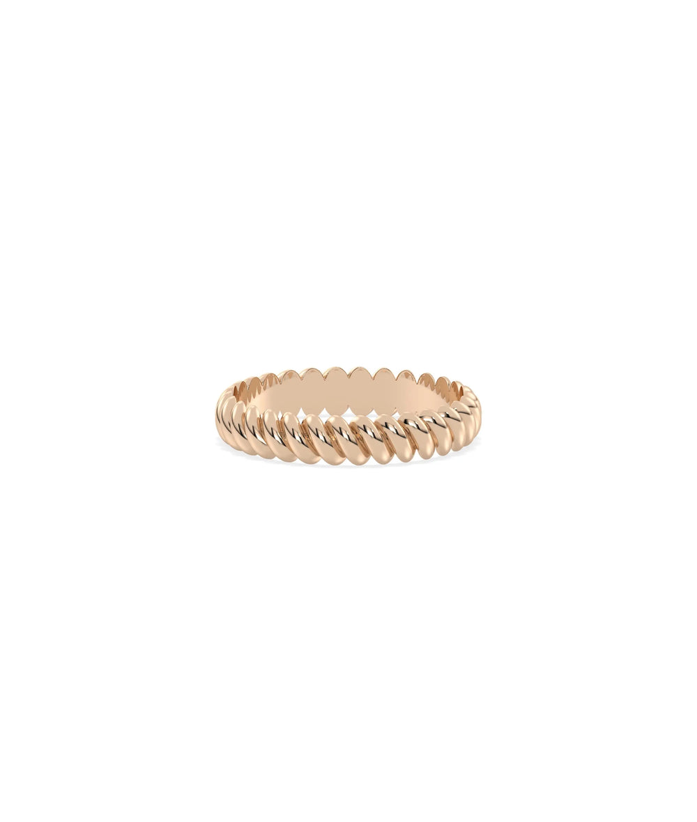 Rose gold 4 mm Wide Gold Twist Band Ring with timeless twisted rope and flowing texture