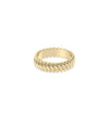 Side view Gold Twist Band Ring showing dimensional twist texture and flowing design