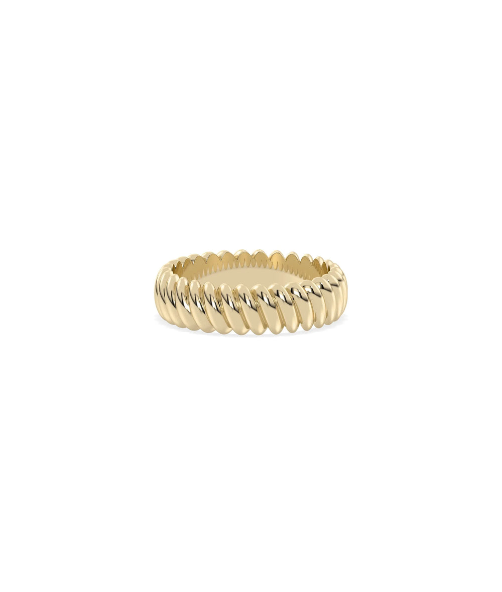 Gold Twist Band Ring in yellow gold with classic twisted rope spiral pattern