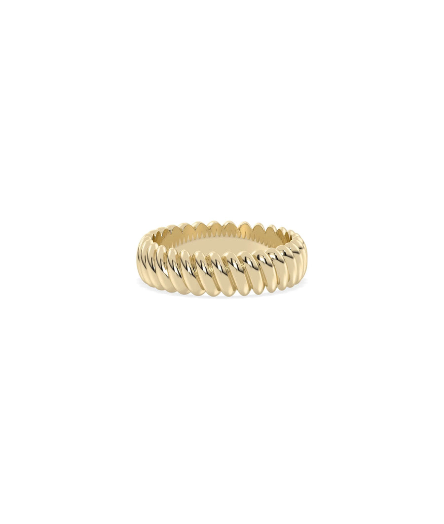Gold Twist Band Ring in yellow gold with classic twisted rope spiral pattern