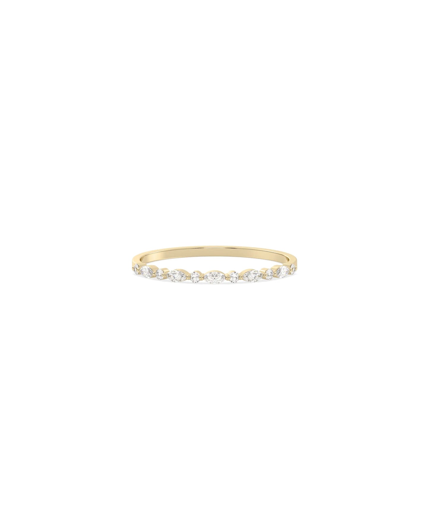 Marquise and Round Diamond Band Ring - 79e | Everyday 14K Gold Jewelry
