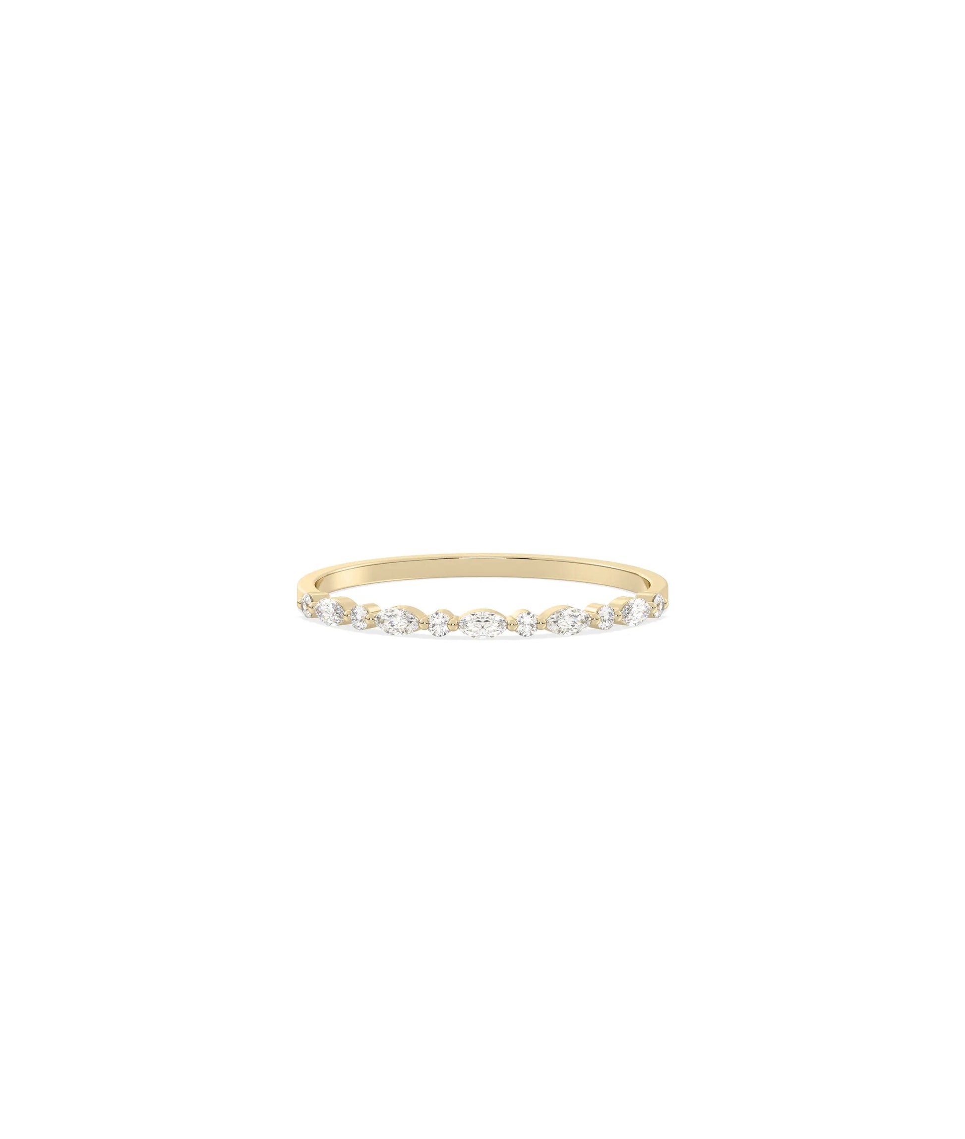 Marquise and Round Diamond Band Ring - 79e | Everyday 14K Gold Jewelry