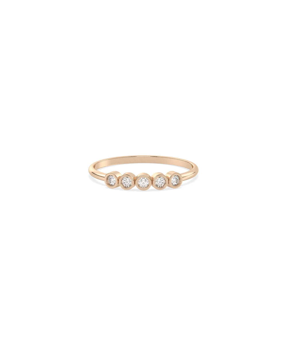 5 Stone Bezel Diamond Band Ring - 79e | Everyday 14K Gold Jewelry
