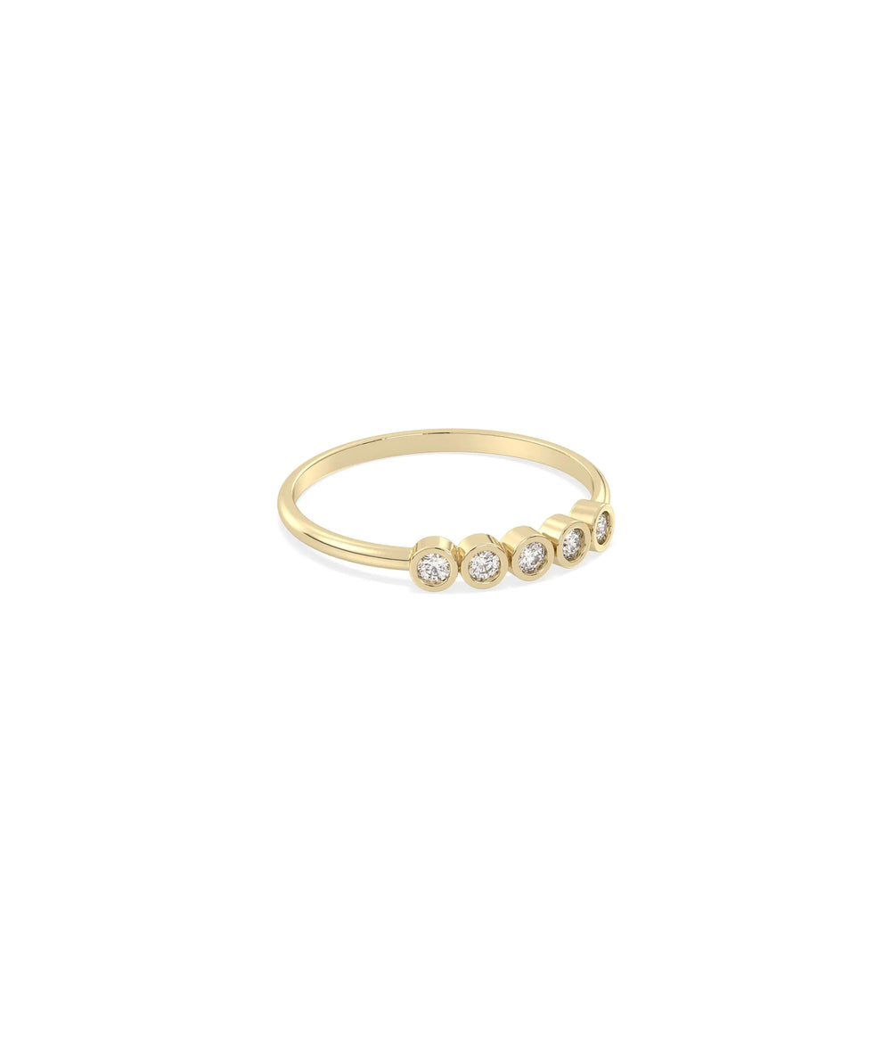 5 Stone Bezel Diamond Band Ring - 79e | Everyday 14K Gold Jewelry