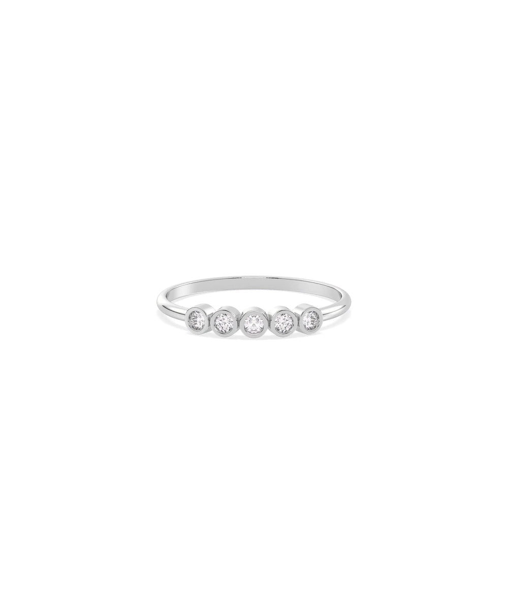 5 Stone Bezel Diamond Band Ring - 79e | Everyday 14K Gold Jewelry