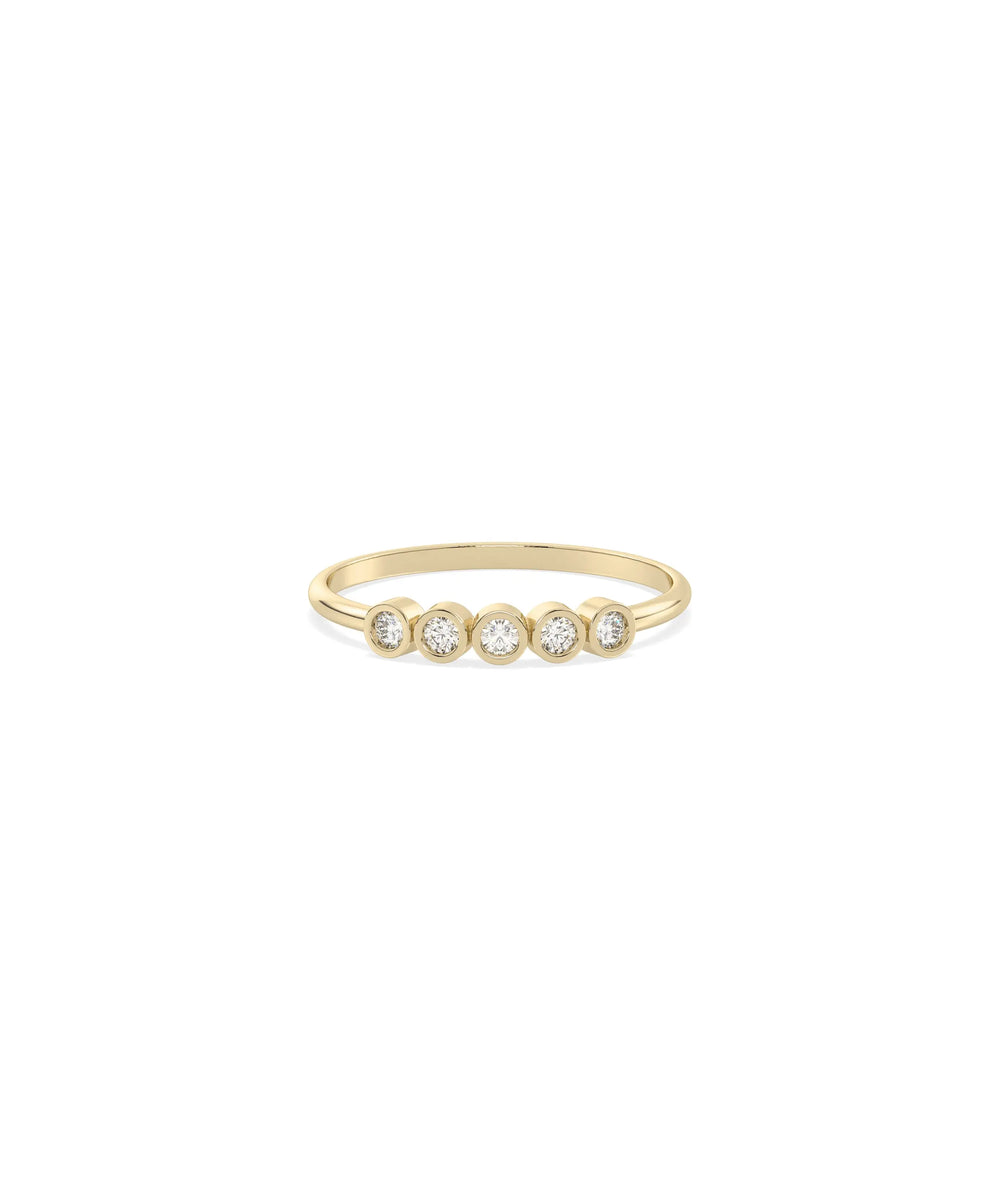 5 Stone Bezel Diamond Band Ring - 79e | Everyday 14K Gold Jewelry