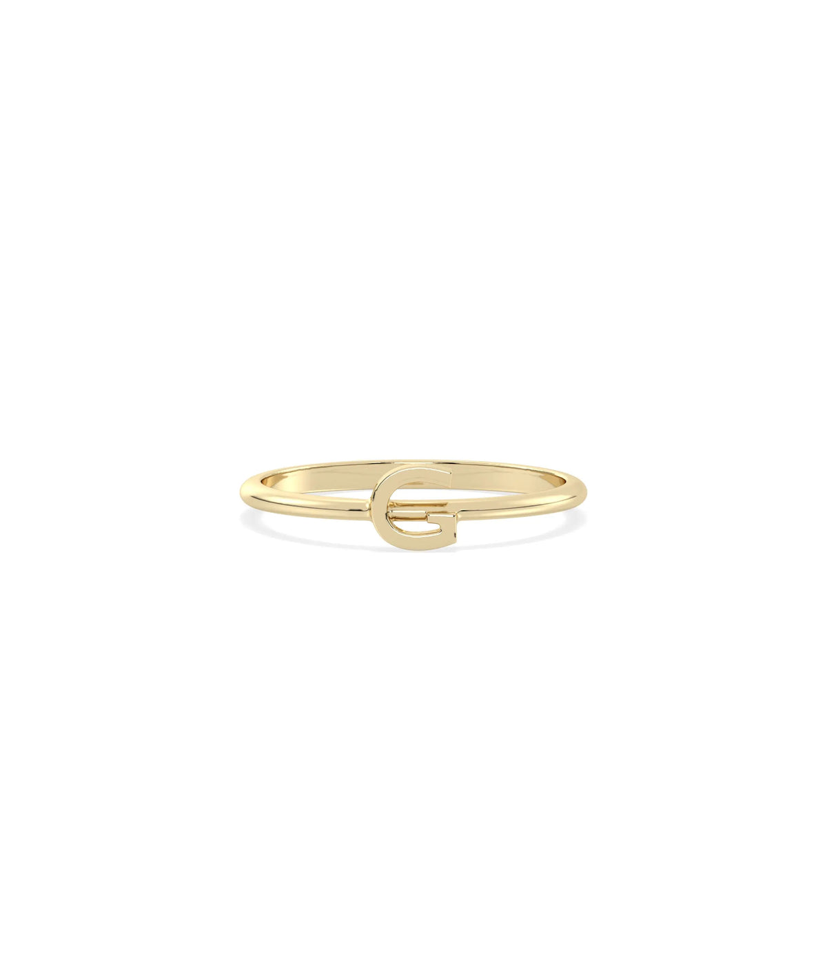 Custom Gold Initial Band Ring yellow gold showcasing personalized monogram lettering