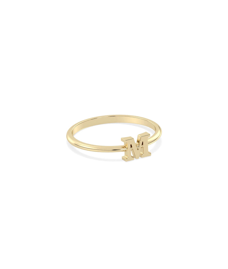 Custom Gold Initial Band Ring yellow gold top view of complete monogram design
