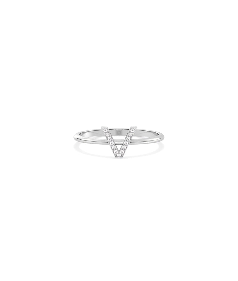 Diamond Initial Letter Ring - 79e | Everyday 14K Gold Jewelry