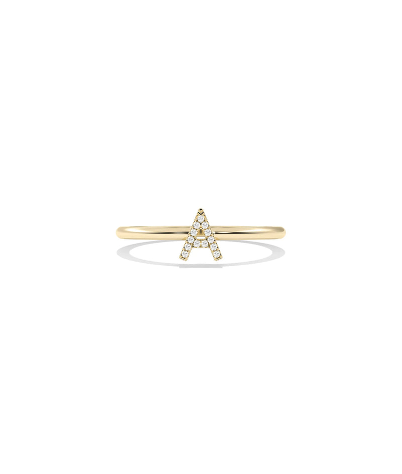 Diamond Initial Letter Ring - 79e | Everyday 14K Gold Jewelry