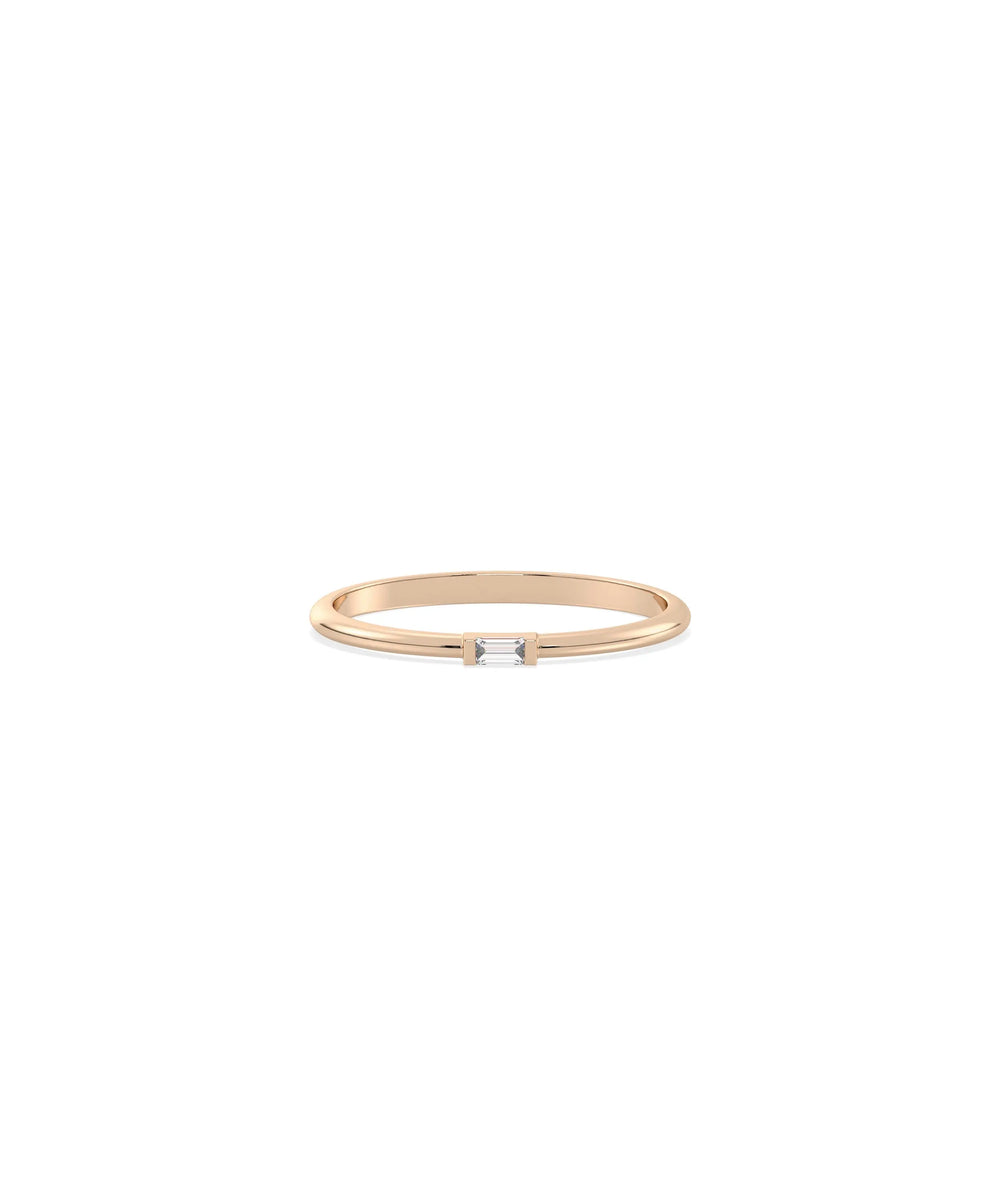 Rose gold Diamond Baguette Ring with elegant linear baguette diamonds