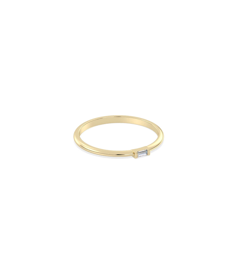Side view of Diamond Baguette Ring showing 1.4mm width and baguette detail